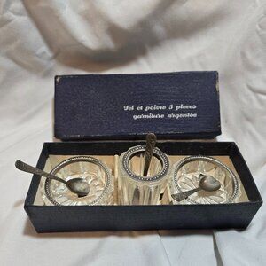 French Crystal with Silver Rim - Salt Cellar